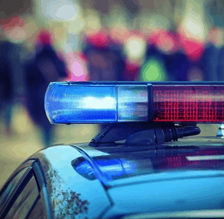 Lights on a police car